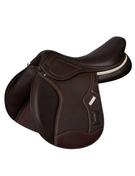 Montura de salto equitación marrón ribete beige ikonic modelo evolution