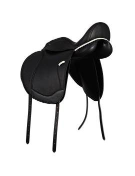 montura doma equitación con puentes intercambiables ikonic light doble negro con ribete beige