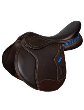 montura uso general equitación con puentes intercambiables ikonic evolution marrón ribete azul
