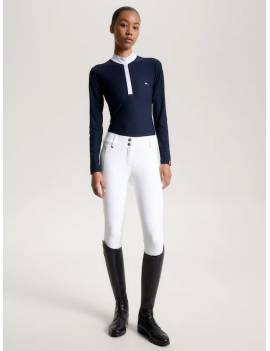 vista desde delante camisa de concurso manga larga azul marino mujer equitación tommy hilfiger chelsea