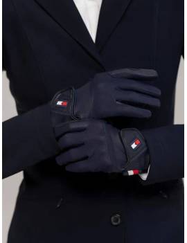 guantes equitación azul marino tommy hilfiger con logo duke