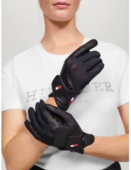 guantes equitación negro tommy hilfiger con logo duke
