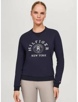 sudadera equitación mujer azul marino cuello redondo tommy hilfiger evans