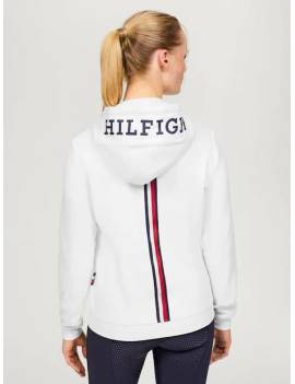 espalda sudadera equitación mujer con cremallera y capucha blanco tommy hilfiger kingston