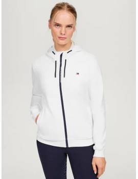 sudadera equitación mujer con cremallera y capucha blanco tommy hilfiger kingston