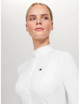 cuello polo blanco competición equitación manga larga mujer tommy hilfiger new jersey