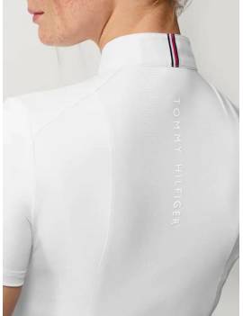 espalda polo blanco competición equitación manga corta mujer tommy hilfiger avon