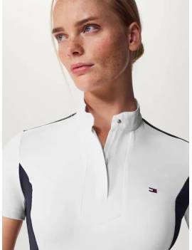 cuello polo blanco y azul competición equitación manga corta mujer tommy hilfiger avon multi