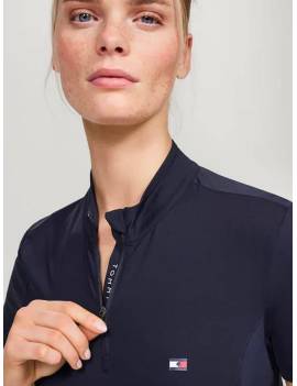 cuello camiseta técnica equitación mujer manga corta azul marino tommy hilfiger genova