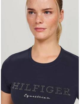 cuello camiseta equitación mujer manga corta azul marino tommy hilfiger belmont