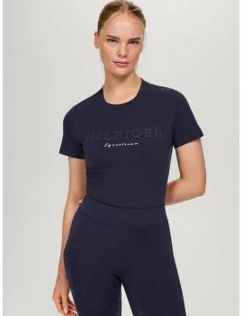 camiseta equitación mujer manga corta azul marino tommy hilfiger belmont