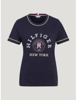 camiseta equitación mujer manga corta azul marino tommy hilfiger newport