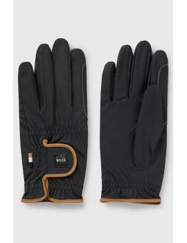 guantes equitación negros boss equestrian con borde marrón