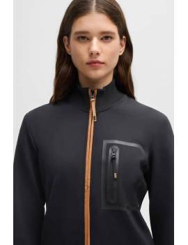 chaqueta con cremallera equitación mujer negro con ribete marrón boss equestrian ava