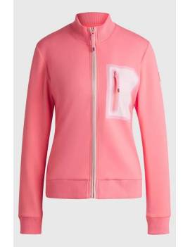 chaqueta con cremallera equitación mujer rosa con ribete marrón boss equestrian ava