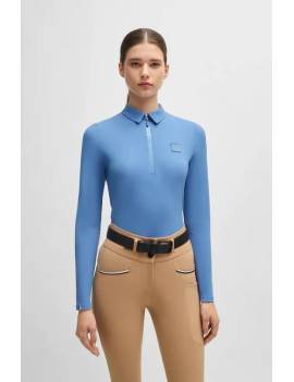 camiseta técnica equitación mujer manga larga azul celeste boss equestrian chess