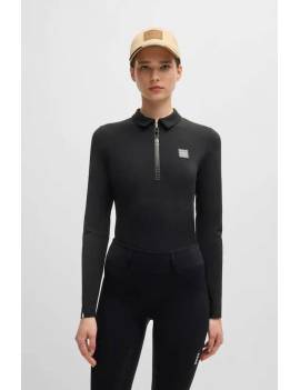 camiseta técnica equitación mujer manga larga negra boss equestrian chess