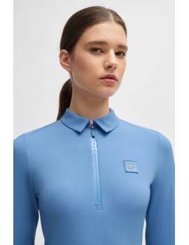 cuello camiseta técnica equitación mujer manga larga azul celeste boss equestrian chess