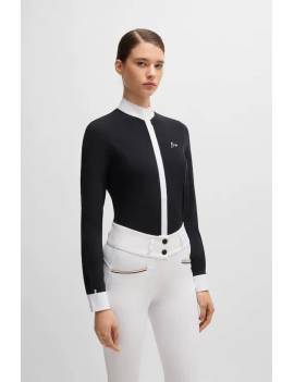 camisa concurso manga larga equitación mujer azul marino boss equestrian emma