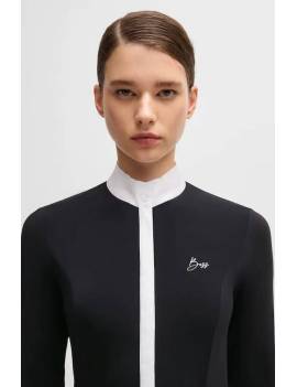 cuello camisa concurso manga larga equitación mujer azul marino boss equestrian emma