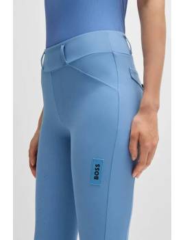 leggins equitación mujer con cinturón azul celeste boss equestrian hybrid