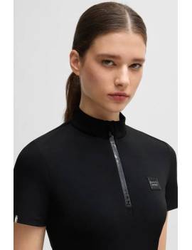 cuello camiseta técnica equitación mujer manga corta negra boss equestrian maira