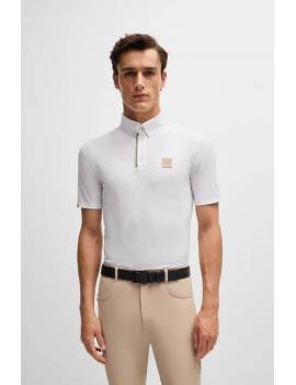 hombre con polo técnico equitación hombre manga corta blanco botones boss equestrian matt