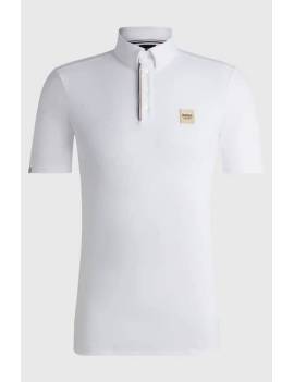 polo técnico equitación hombre manga corta blanco botones boss equestrian matt