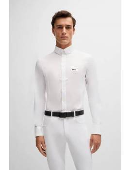 camisa blanca concurso manga larga equitación hombre boss equestrian norman vista frontal
