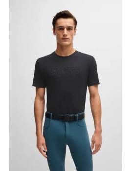 hombre con camiseta equitación hombre manga corta negra boss equestrian pierce