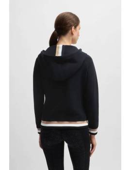 espalda sudadera equitación capucha con cremallera mujer negro con rayas boss equestrian riva