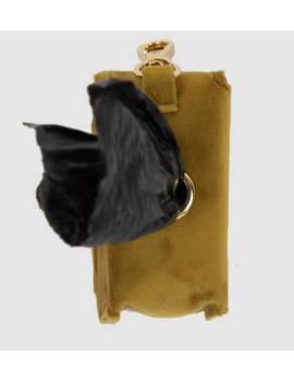 bolsa portabolsas cacas perro terciopelo kentucky horsewear amarillo mostaza