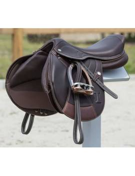 montura salto equitación con puentes intercambiables ikonic elite marrón logo personalizable