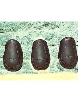 protectores traseros caballo cuero con cintas de piel marrónes dyon con neopreno o borreguito