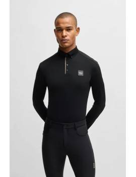 polo técnico equitación manga larga hombre negro Boss equestrian nick vision frontal