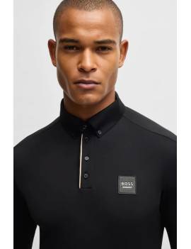 polo técnico equitación manga larga hombre negro Boss equestrian nick detalle botones