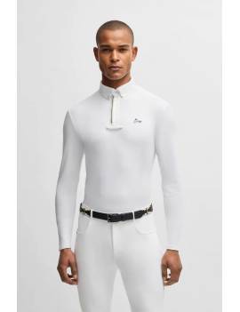 camisa blanca de concurso manga larga hombre equitación boss equestrian nick vision frontal