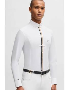 camisa blanca de concurso equitación hombre manga larga boss equestrian