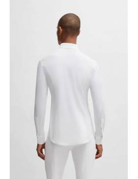camisa blanca de concurso equitación hombre manga larga boss equestrian espalda