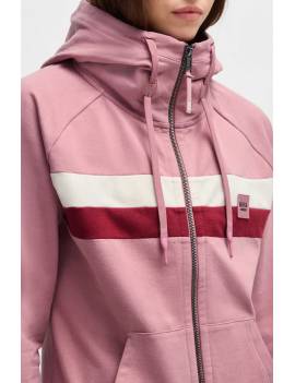 sudadera equitación con cremallera rosa mujer boss equestrian riva detalles centrales