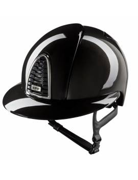 casco equitacion kep italia negro brillante visera ancha cromo shine 2.0