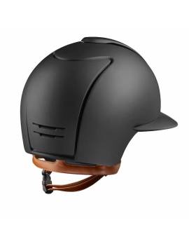 casco equitacion kep italia cromo 2.0 negro mate visera normal correa beige parte trasera