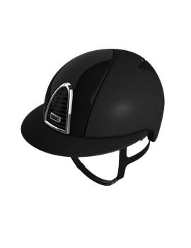 casco equitacion negro mate y paneles brillantes kep italia visera ancha