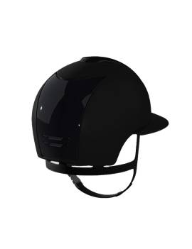 casco equitacion negro mate y paneles brillantes kep italia visera ancha vista trasera