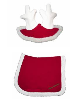 conjunto navidad disfraz caballo mantilla y orejeras