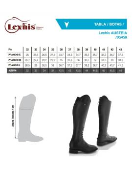 tabla medidas Botas equitación LEXHIS Austria