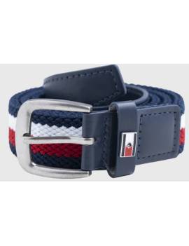 cinturón equitación elástico azul blanco y rojo tommy hilfiger