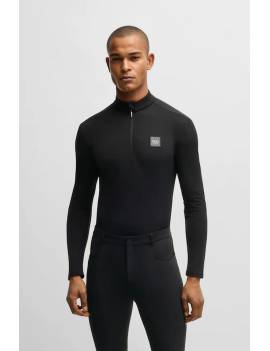 polo tecnico equitacion manga larga hombre negro boss vista completa