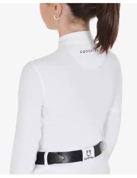 camisa blanca concurso manga larga niña equestro mesh espalda