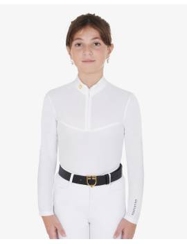 camisa blanca concurso manga larga niña equestro mesh